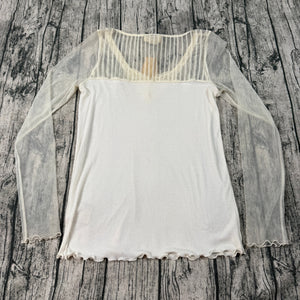 Denim & Supply Ralph Lauren Ivory Lace Mesh Long Sleeve Top XL NWT Romantic Boho