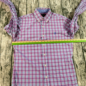 Ralph Lauren Slim Fit Plaid Button Down Shirt Mens Medium Cotton Stretch