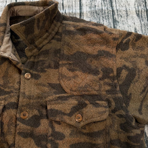 Columbia Gallatin Range Wool Blend Jacket Outfitter Brown Camo Hunting Shirt XL