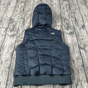 The North Face 550 Down Hooded Puffer Vest Women’s M Navy Goose Down Zip