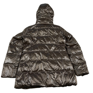 UNIQLO Brown Down Puffer Jacket Faux Fur Hood Women’s Size M Long Quilted Coat