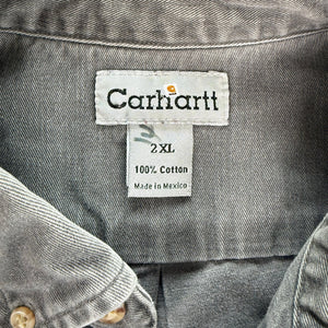Carhartt Shirt Mens Gray 2XL Button Down Workwear Long Sleeve Cotton
