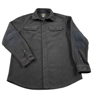 L.L. Bean Allagash Shirt Jacket Gray Fleece Snap Front Elbow Patches Men's M
