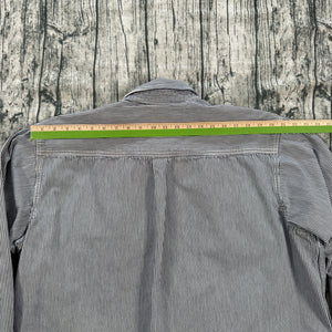 Key Hickory Stripe Logger Work Shirt Mens 2XL Blue White Button Up Cotton