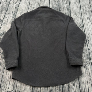 L.L. Bean Allagash Shirt Jacket Gray Fleece Snap Front Elbow Patches Men's M
