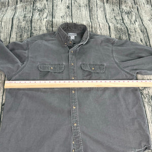 Carhartt Shirt Mens Gray 2XL Button Down Workwear Long Sleeve Cotton