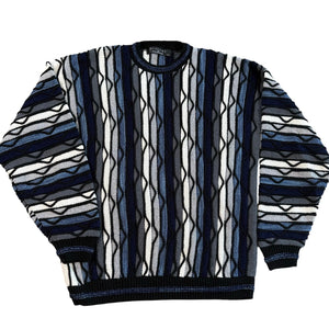 VTG Protege Sweater Mens L 3d Textured Coogi-Style Biggie Cosby Y2K 90s USA Made