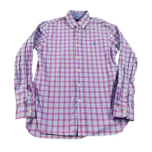 Ralph Lauren Slim Fit Plaid Button Down Shirt Mens Medium Cotton Stretch
