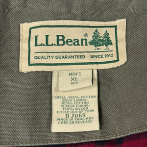 L.L. Bean Canvas Barn Chore Jacket Plaid Liner Men's XL Green