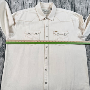 Howler Bros Dust Up Denim Western Yoke Shirt Men's XXL Ivory Cotton Snap