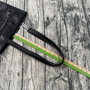 Ralph Lauren Black Leather Tote Bag Women’s Shoulder Purse RL Logo Charm