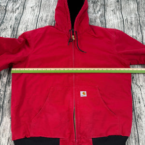 Carhartt J140 Active Jacket Quilted Flannel Lined Firm Duck Red XLT USA Made