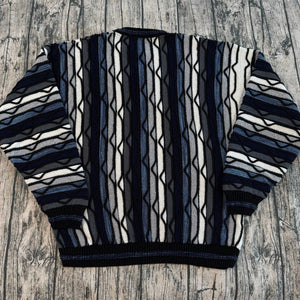 VTG Protege Sweater Mens L 3d Textured Coogi-Style Biggie Cosby Y2K 90s USA Made