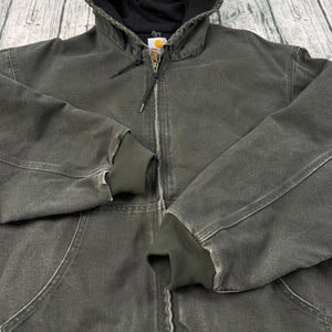 VTG Carhartt J25 MOS Sandstone Duck Active Jacket Hooded Workwear Men's 2XL Regular