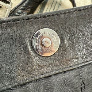Ralph Lauren Black Leather Tote Bag Women’s Shoulder Purse RL Logo Charm