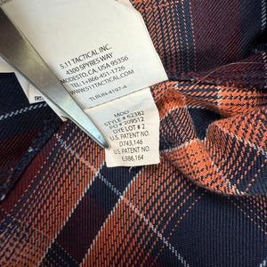 5.11 Tactical Orange Black Plaid Long Sleeve Button Up Shirt Women's XL