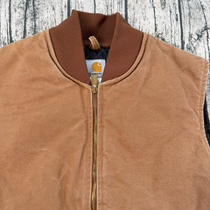 VTG Carhartt V01 BRN Canvas Vest Brown Quilted Lining Men’s XL USA Made