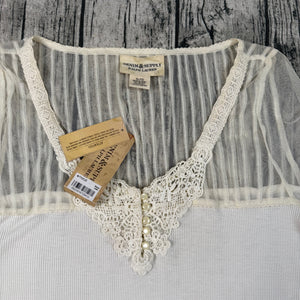 Denim & Supply Ralph Lauren Ivory Lace Mesh Long Sleeve Top XL NWT Romantic Boho