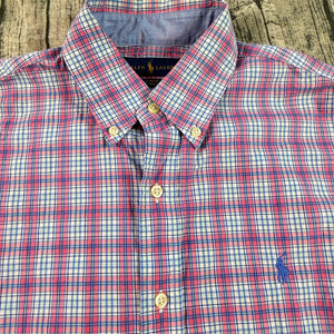 Ralph Lauren Slim Fit Plaid Button Down Shirt Mens Medium Cotton Stretch