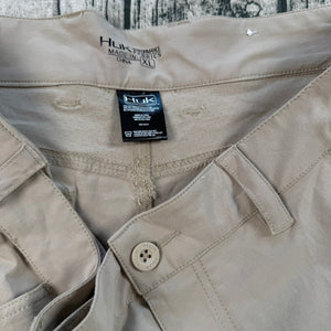 Huk Fishing Shorts Tan Performance Stretch Quick Dry Pocket Cargo Men's XL