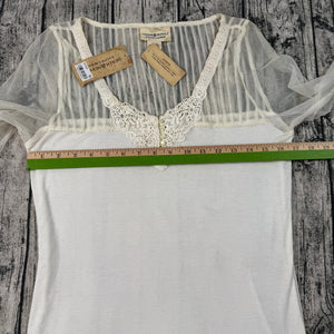 Denim & Supply Ralph Lauren Ivory Lace Mesh Long Sleeve Top XL NWT Romantic Boho