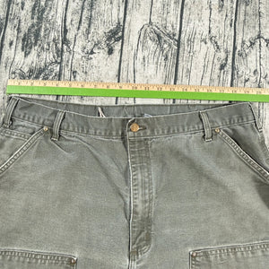 VTG Carhartt B01 MOS Moss Green Double Knee Pants Mens 42x32 USA Made Distressed