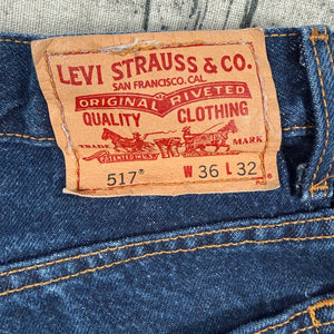VTG Levi’s 517 Boot Cut Y2K Jeans Dark Wash Mexico Made Distressed Men's 36x32