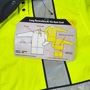 NWT 5.11 Tactical Long Reversible Rain Coat 48125 Black Hi-Vis Yellow Men's XL