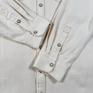 Howler Bros Dust Up Denim Western Yoke Shirt Men's XXL Ivory Cotton Snap