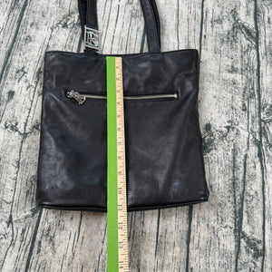 Ralph Lauren Black Leather Tote Bag Women’s Shoulder Purse RL Logo Charm