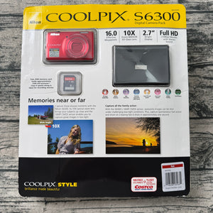 Nikon Coolpix S6300 Red 10x Wide Full HD 16.0 Megapixels Camera New Sealed