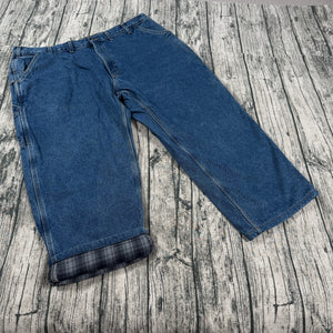 Carhartt B236 DST Flannel Lined Carpenter Jeans Mens 44x30 Blue Work Dungaree