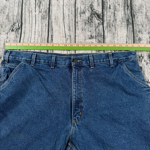 Carhartt B236 DST Flannel Lined Carpenter Jeans Mens 44x30 Blue Work Dungaree