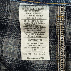 Carhartt B236 DST Flannel Lined Carpenter Jeans Mens 44x30 Blue Work Dungaree