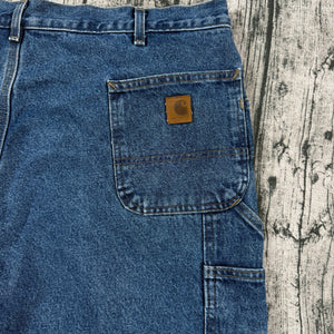 Carhartt B236 DST Flannel Lined Carpenter Jeans Mens 44x30 Blue Work Dungaree