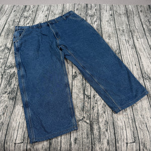 Carhartt B236 DST Flannel Lined Carpenter Jeans Mens 44x30 Blue Work Dungaree