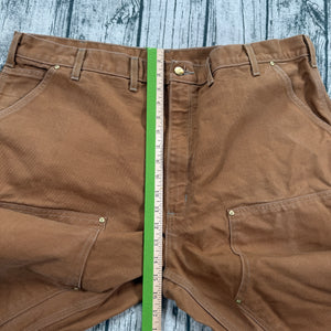 Carhartt B01-M Brown Duck Double Knee Double Front Pants 44x32 USA Loose Fit