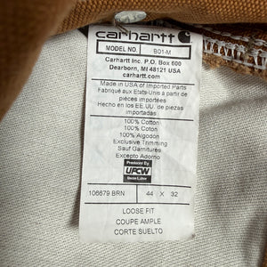 Carhartt B01-M Brown Duck Double Knee Double Front Pants 44x32 USA Loose Fit
