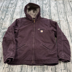 Carhartt Women's WJ141 DWN Sierra Sherpa-Lined Sandstone Duck Jacket Deep Wine L