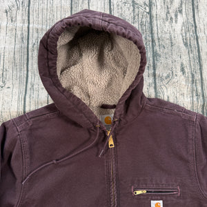 Carhartt Women's WJ141 DWN Sierra Sherpa-Lined Sandstone Duck Jacket Deep Wine L
