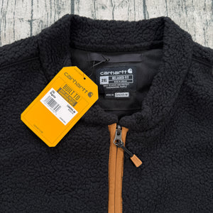 NWT Carhartt 104995 Men's Relaxed Fit Fleece Full Zip Vest Black 2XL Regular