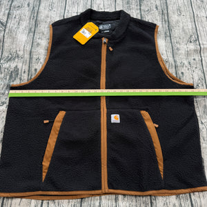 NWT Carhartt 104995 Men's Relaxed Fit Fleece Full Zip Vest Black 2XL Regular