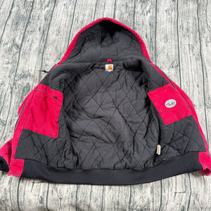 Carhartt J140 Active Jacket Quilted Flannel Lined Firm Duck Red S USA Union Made