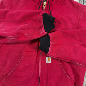 Carhartt J140 Active Jacket Quilted Flannel Lined Firm Duck Red S USA Union Made