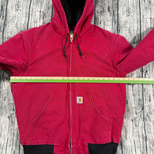 Carhartt J140 Active Jacket Quilted Flannel Lined Firm Duck Red S USA Union Made