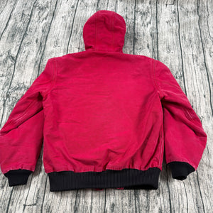 Carhartt J140 Active Jacket Quilted Flannel Lined Firm Duck Red S USA Union Made