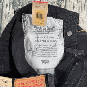Levi's 505 Regular Jeans Black Stretch Straight Leg Men's 30x32 NWT