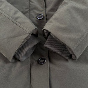 UNIQLO Ultra Warm Down Short Coat Parka Olive Green Faux-Fur Hood Women's Sm