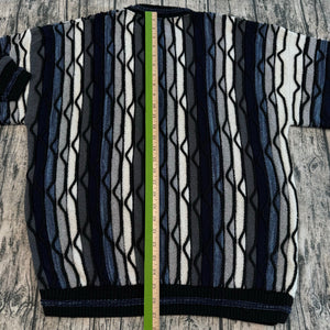 VTG Protege Sweater Mens L 3d Textured Coogi-Style Biggie Cosby Y2K 90s USA Made