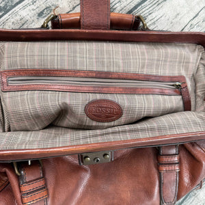 Fossil Lineage Framed Doctor/Lawyer Gladstone Bag – Cognac Brown Genuine Leather